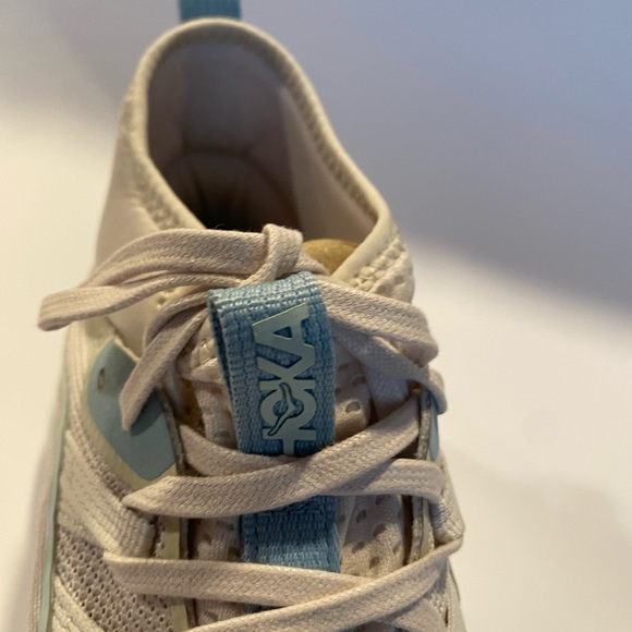 Hoka Beige and Light Blue Running Shoes - Picture 10 of 13